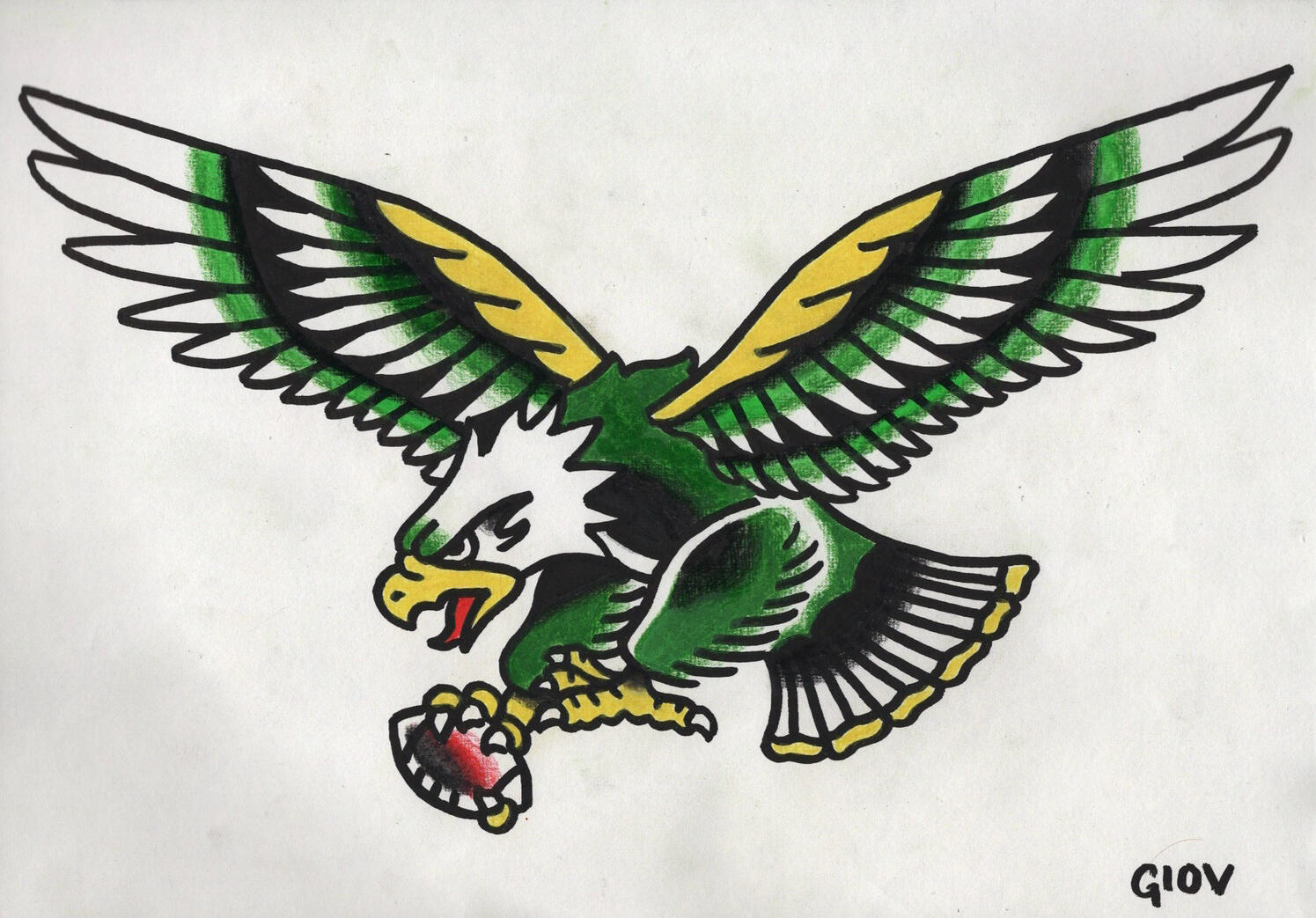 "Philadelphia Eagles", A4 Posca Marker, Acrylic Inks & Colour Pencil