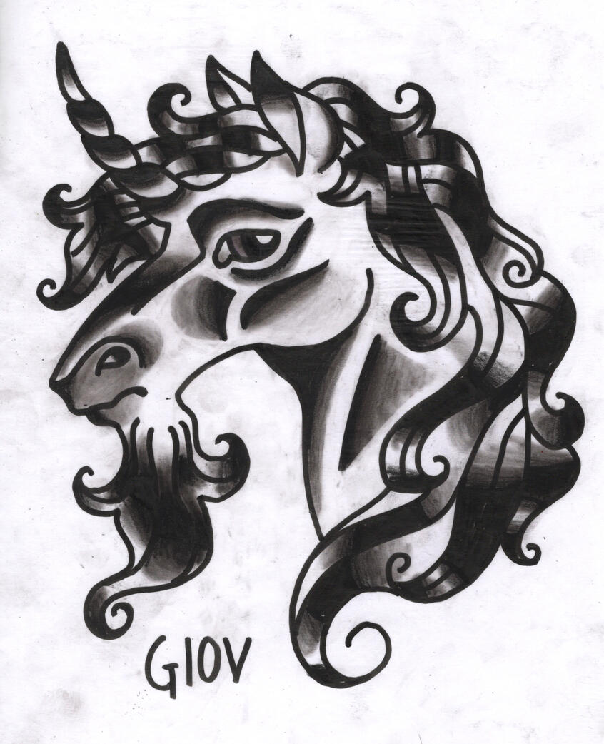 "Unicorn", A4 Posca Marker & Colour Pencil