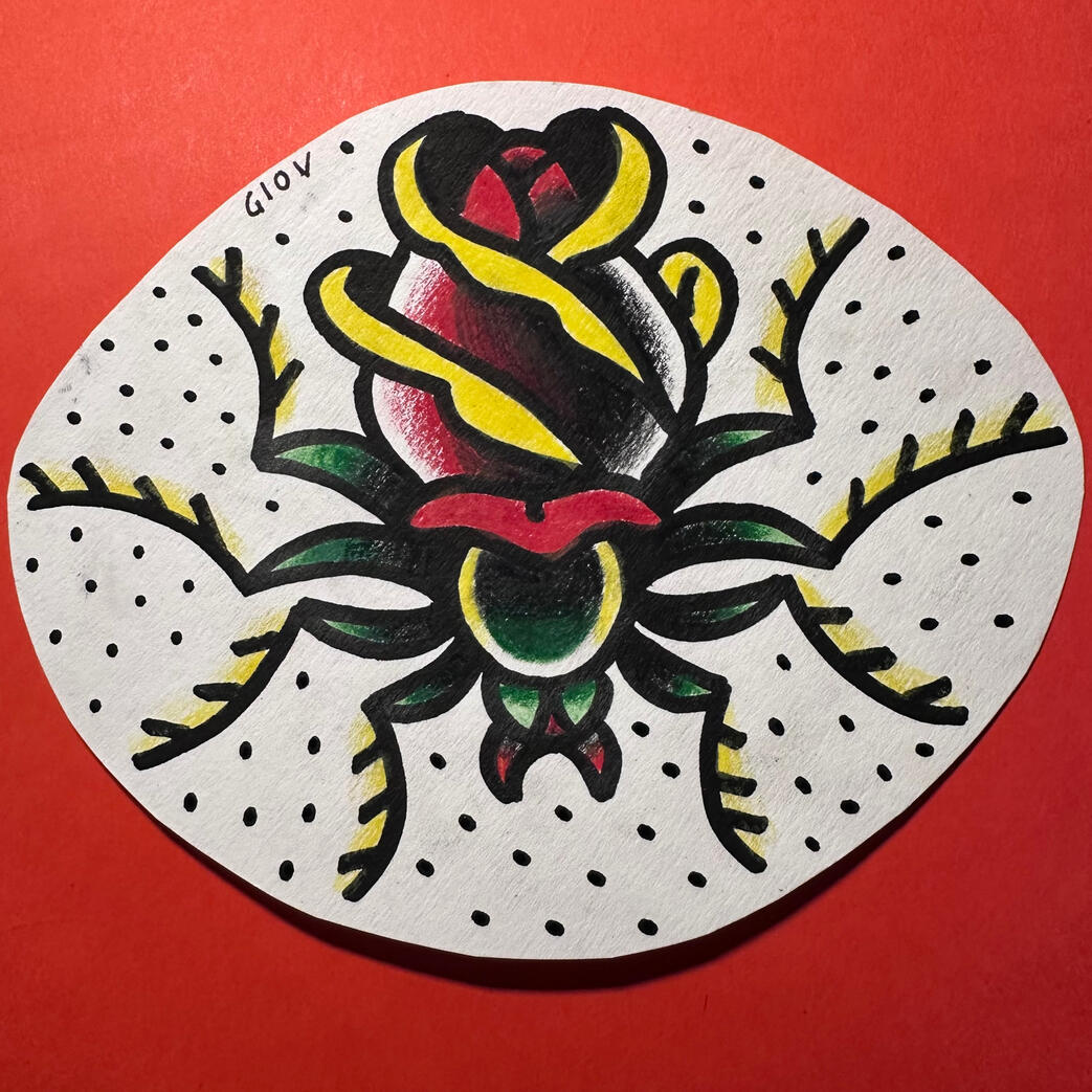 "Spider Rose", A5 Posca Marker & Colour Pencil