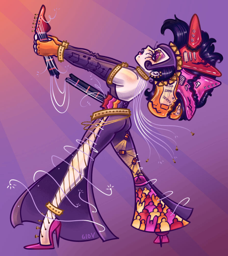 “Guitar Smash”, Digital Fashion Illustration, 6 hours