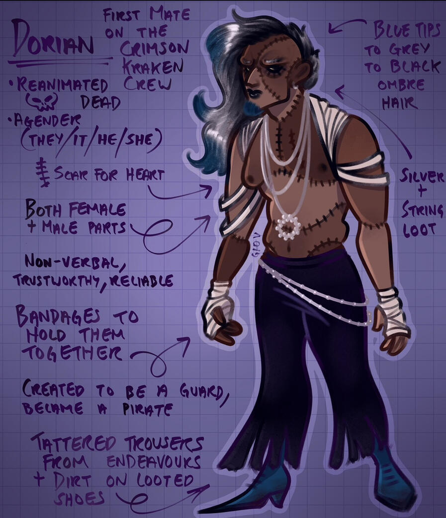 "Dorian Reference Sheet", Digital art, 4 hours